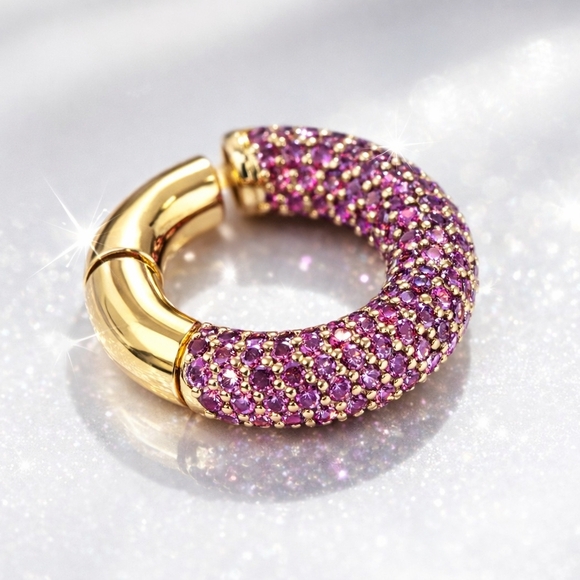 Elegant Gold and Purple Hoop Earring - Picture 2 of 2